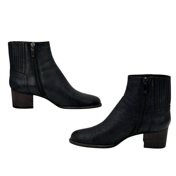 Aquatalia Waterproof Ankle Block Heel Boot Women's 7 Black Elastic Panel Zip Up - Picture 4 of 11